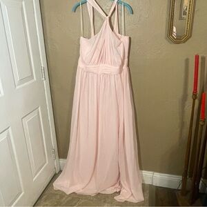 Birdy Grey Kiko XXL blush Pink chiffon nwt bridesmaid formal halter dress slit